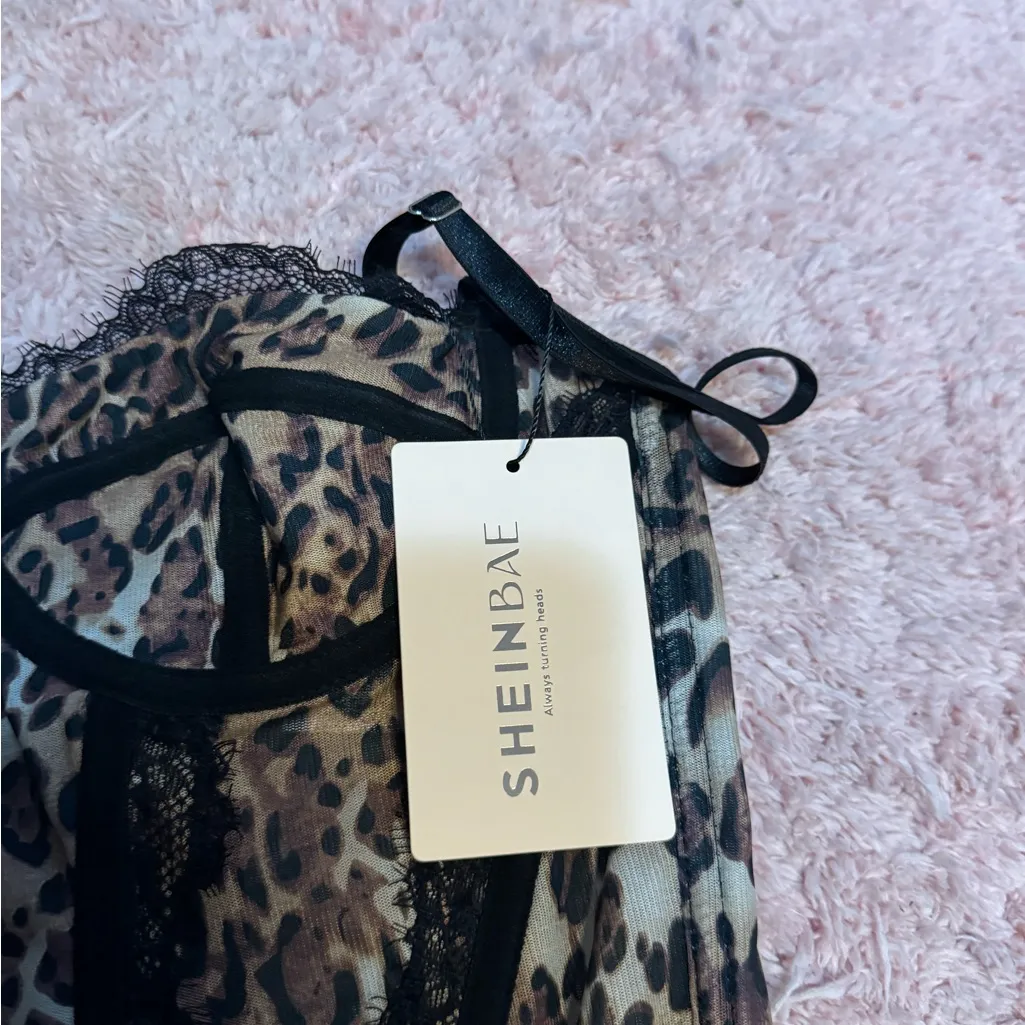 SheIn  Leopard and Black Lace Bustier - Image 4