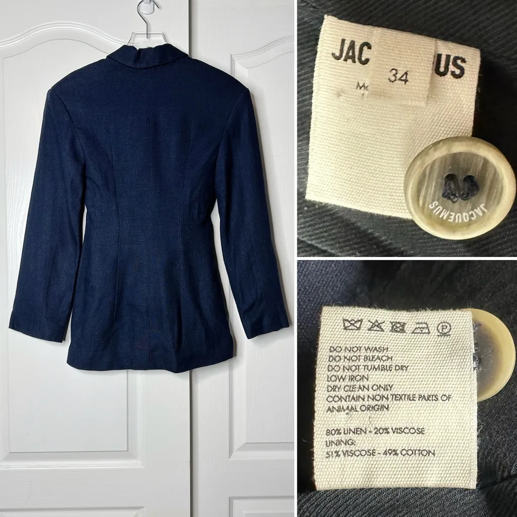 NWT JACQUEMUS Arles Mini Cutout Blazer Dress Linen Dark Blue Size 34 (2 US) - Image 7