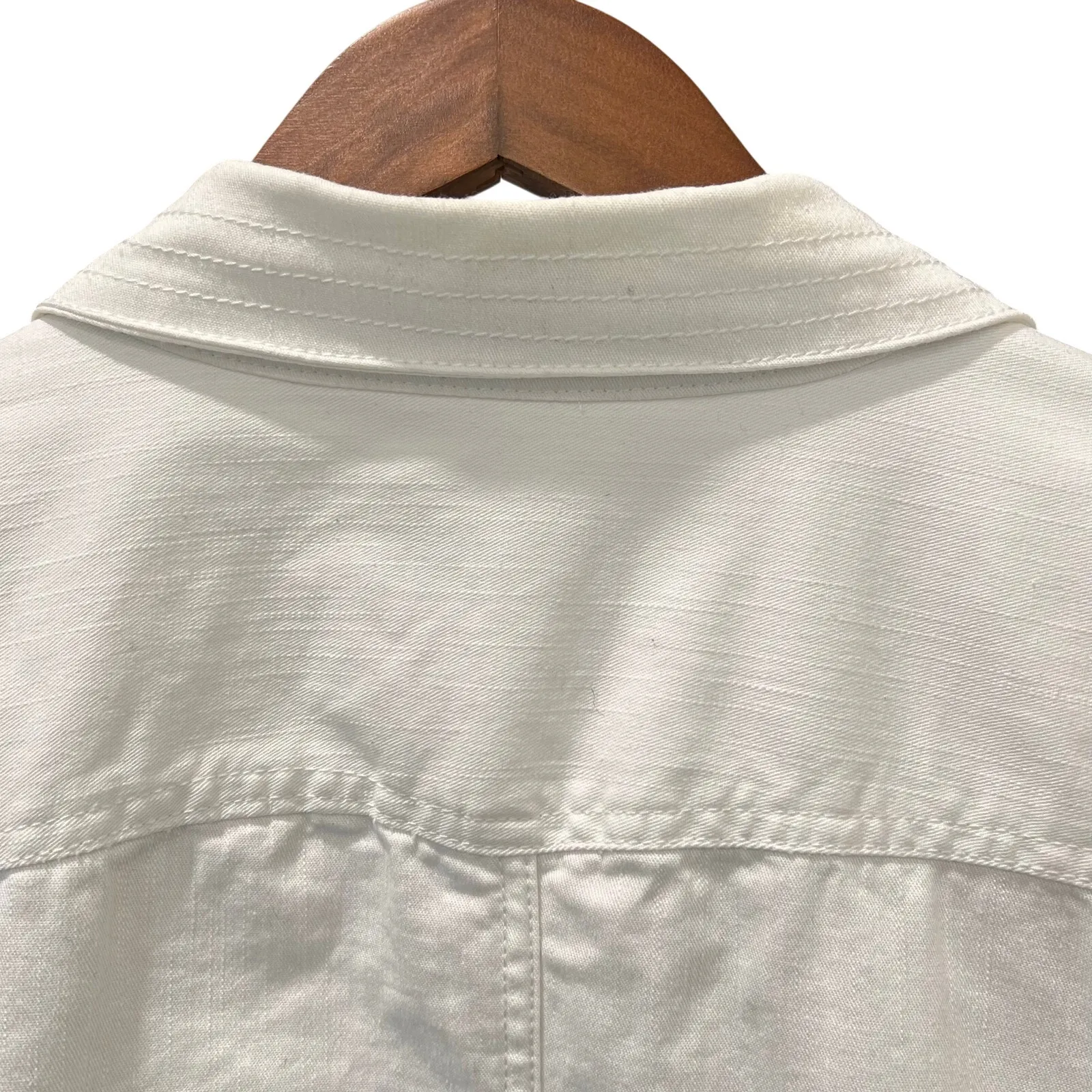 Christopher & Banks White Denim Jacket Button Front Jean Jacket Size Large - Image 7