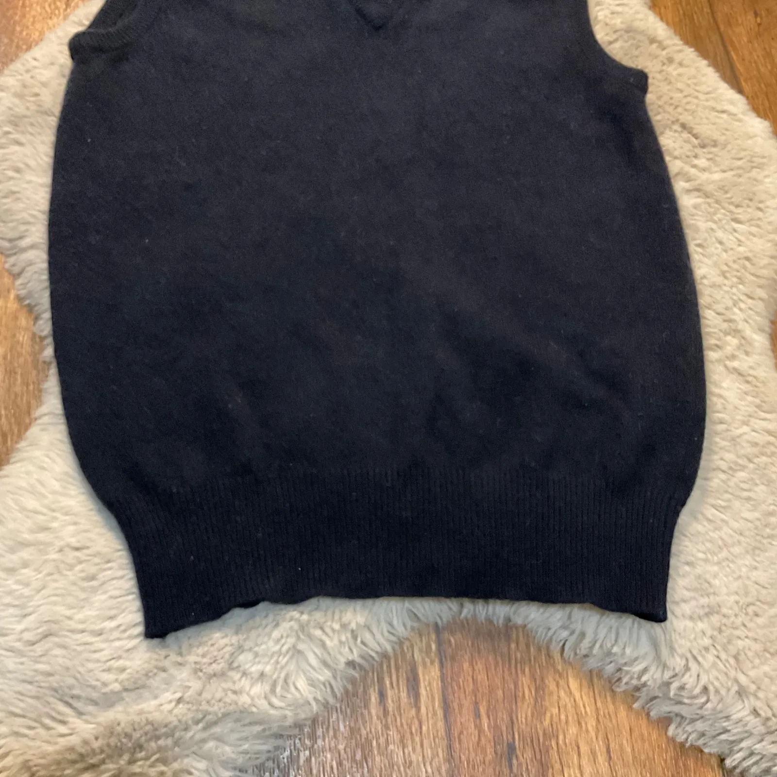 Nordstrom Knit Sweater Vest Size Medium Navy Blue 100% Lambswool V Neck Womens - Image 3