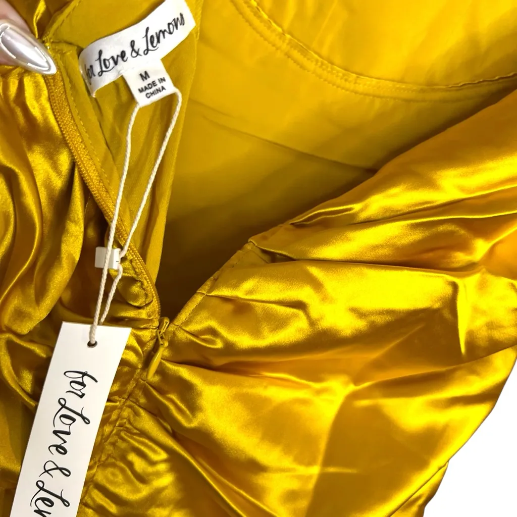 For Love and Lemons Drew Bustier Draped Mini Dress in Golden Yellow Size Med - Image 7