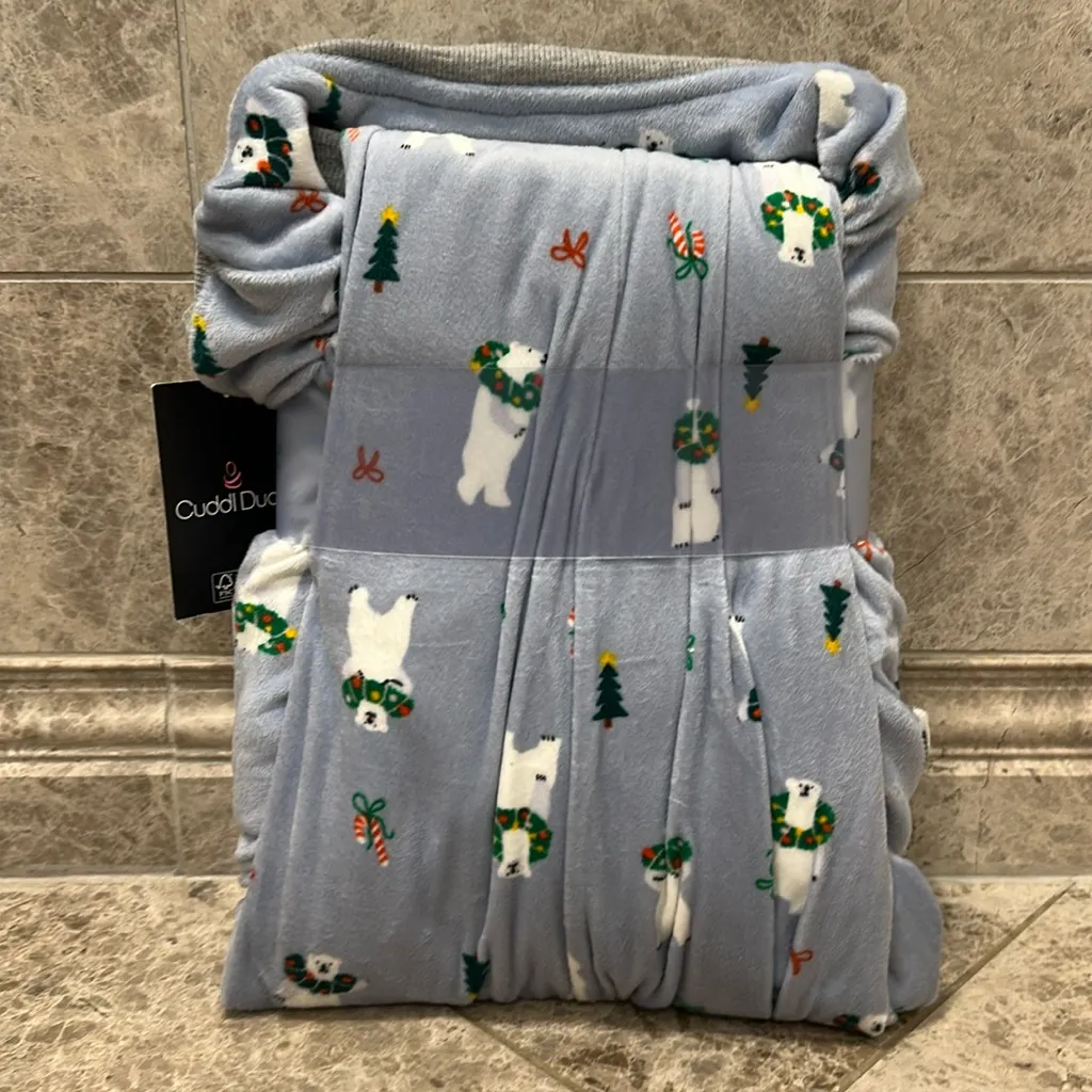 Cuddl Duds Velour Fleece V Neck PJ Pajama Set NEW Polar Bears XXL - Image 5
