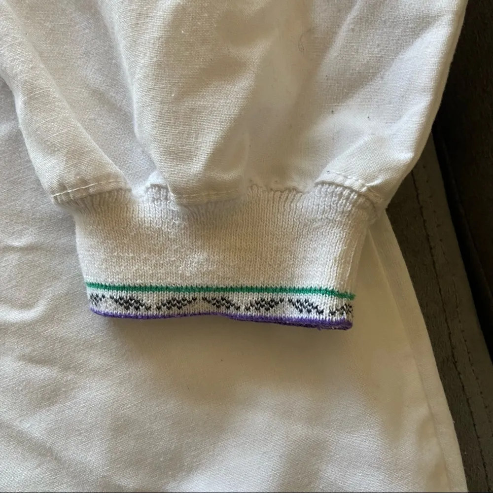 Blast Vintage 80s Flowers Half Button Pullover Top White Size M - Image 5