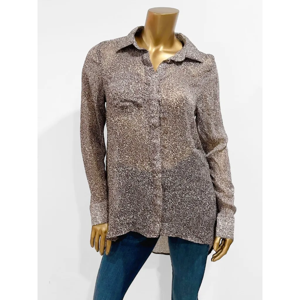 Threads 4 Thought Grey Brown Sheer Long Sleeve High-Low Oversized Blouse Size S - Image 5
