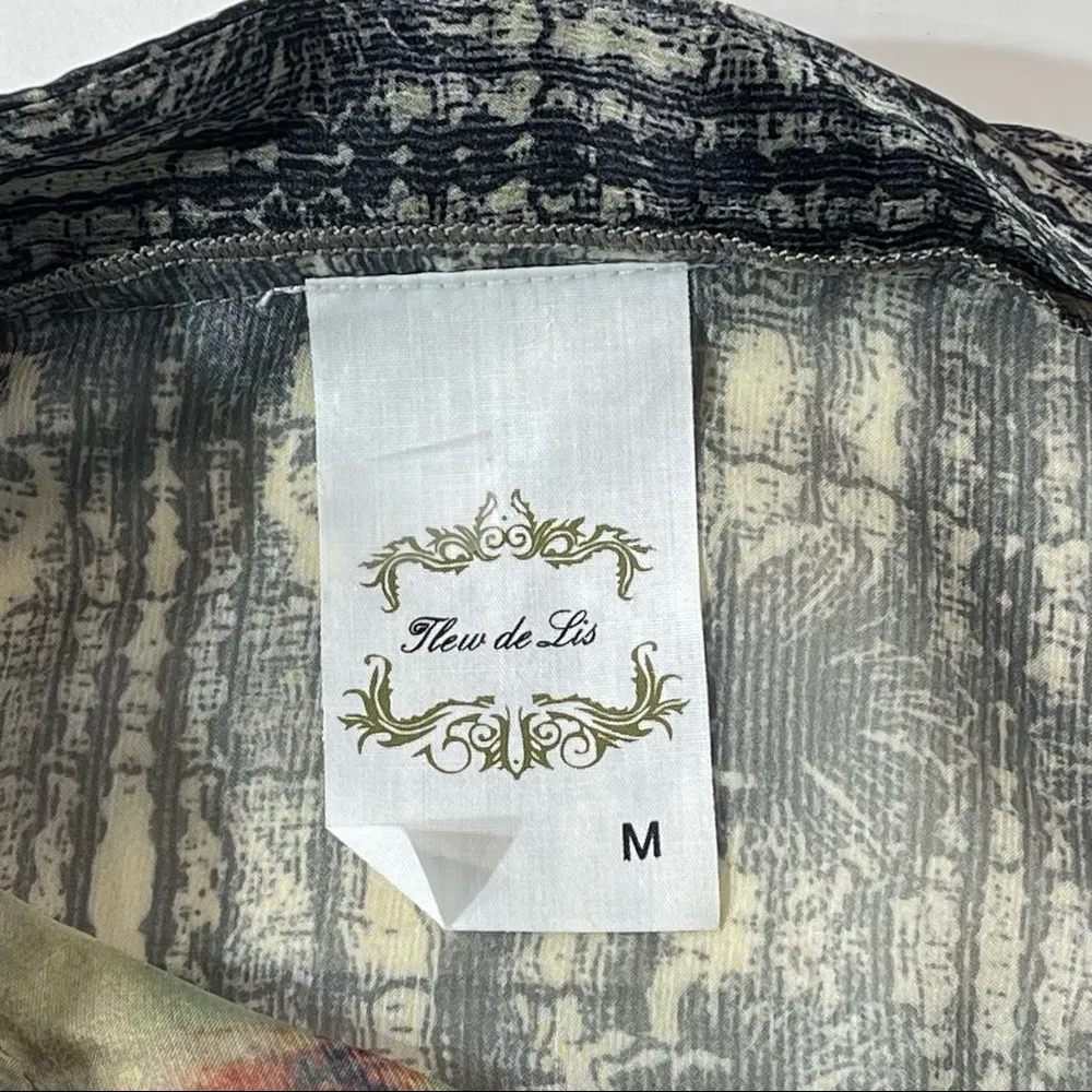 FLEUR DE LIS Mixed Print Chiffon Blouse Size M - Image 14
