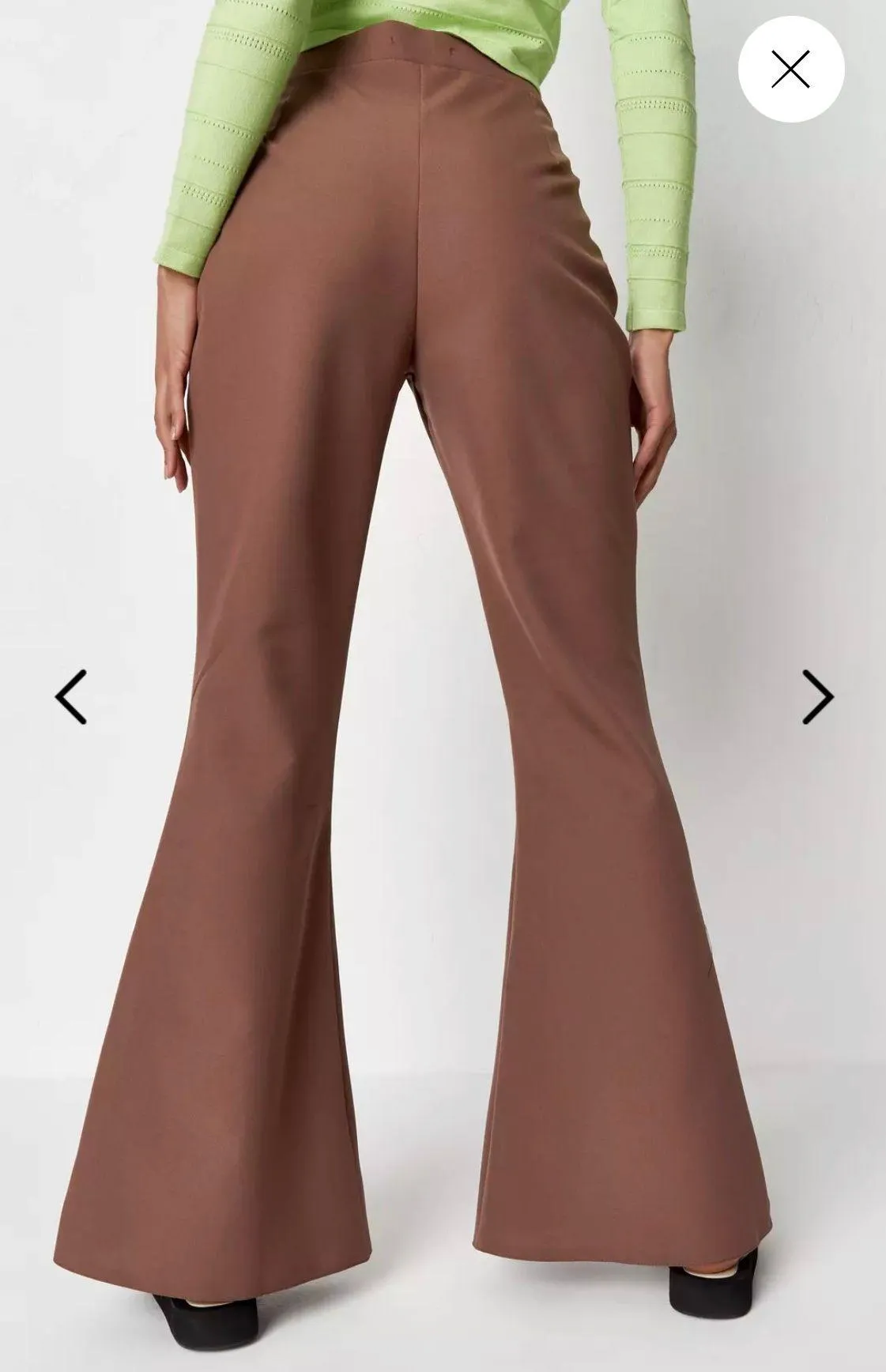Missguided Chocolate Split Front Flared Pants - Image 2
