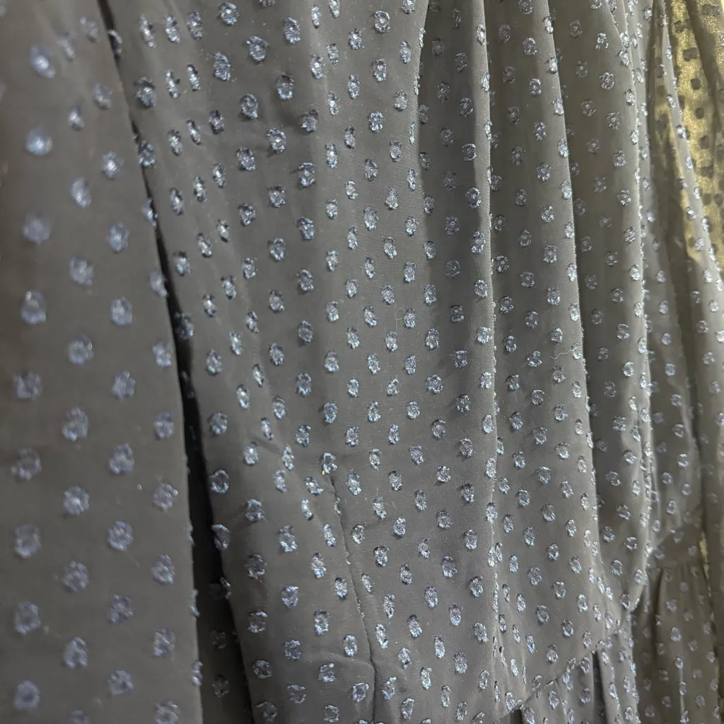 R&K Navy Blue Dotted Design High Neck Long Sleeve Dress Size 14 - Image 3