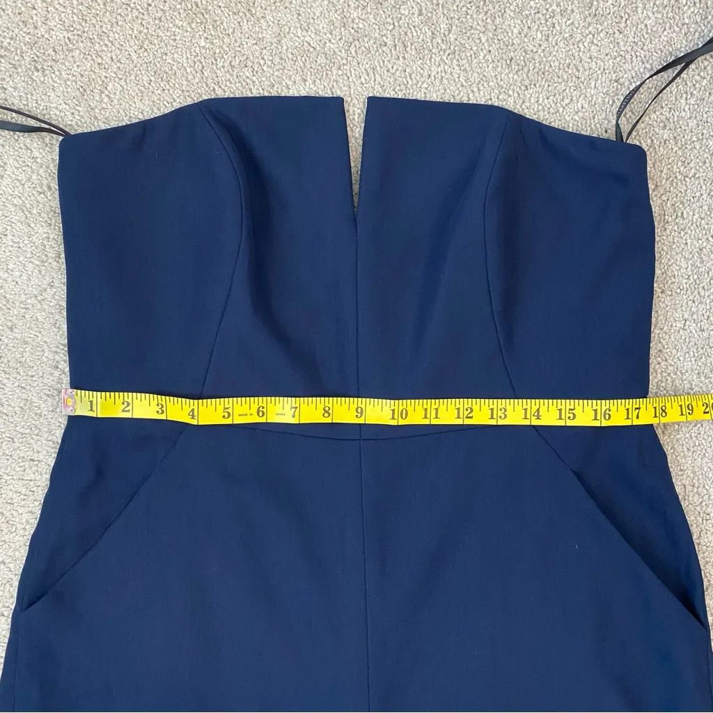 Dessy Collection 3066 Strapless Crepe Jumpsuit Navy Blue 16 - Image 9
