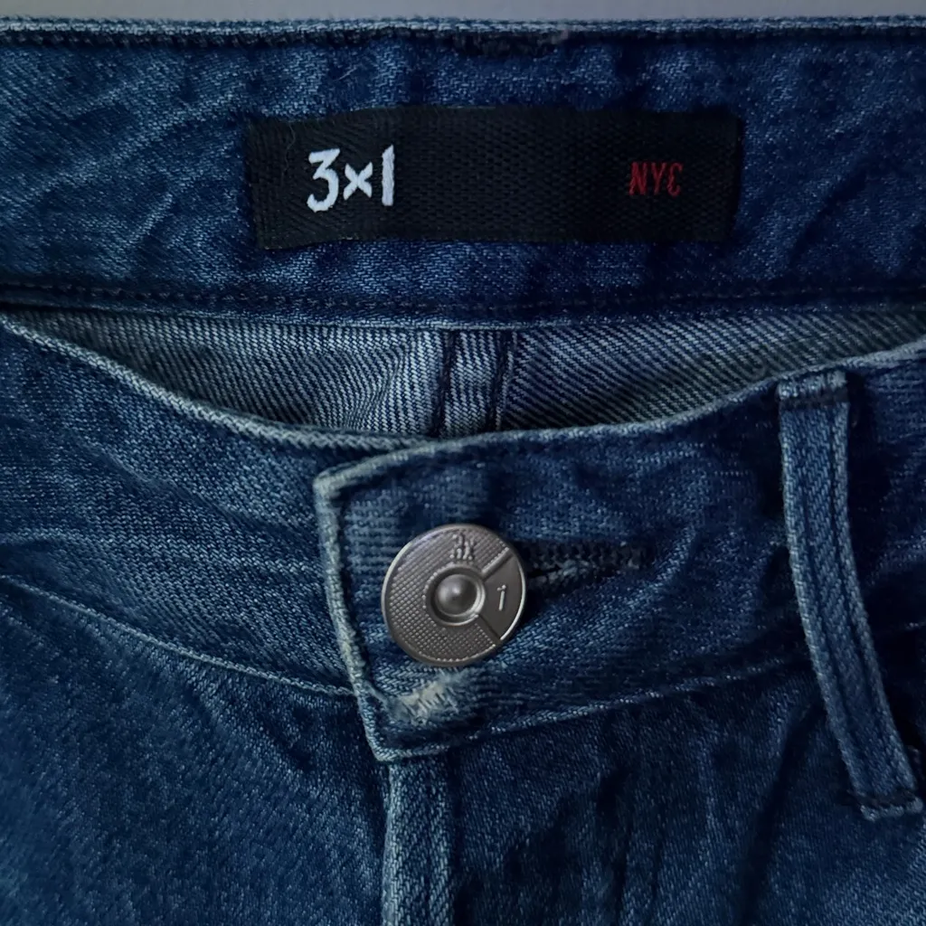 3x1 Higher Ground Gusset in Vasto Cropped Raw Hem Button Fly Flare Jeans - Image 5