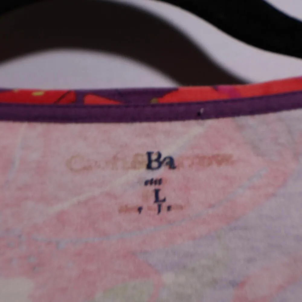 AOP Flowers Retro 90s Y2K Cotton Tee Shirt Floral Womens L Groovy Short Sleeve‎ - Image 2