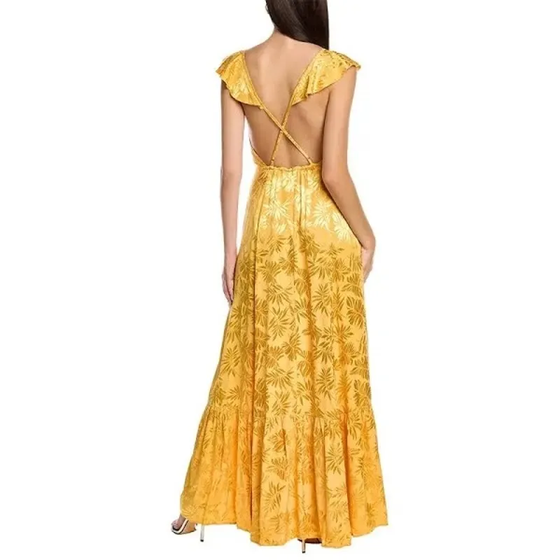 Sabina Musayev Yara Maxi Dress Size Small Elegant Occasion Yellow - Image 2