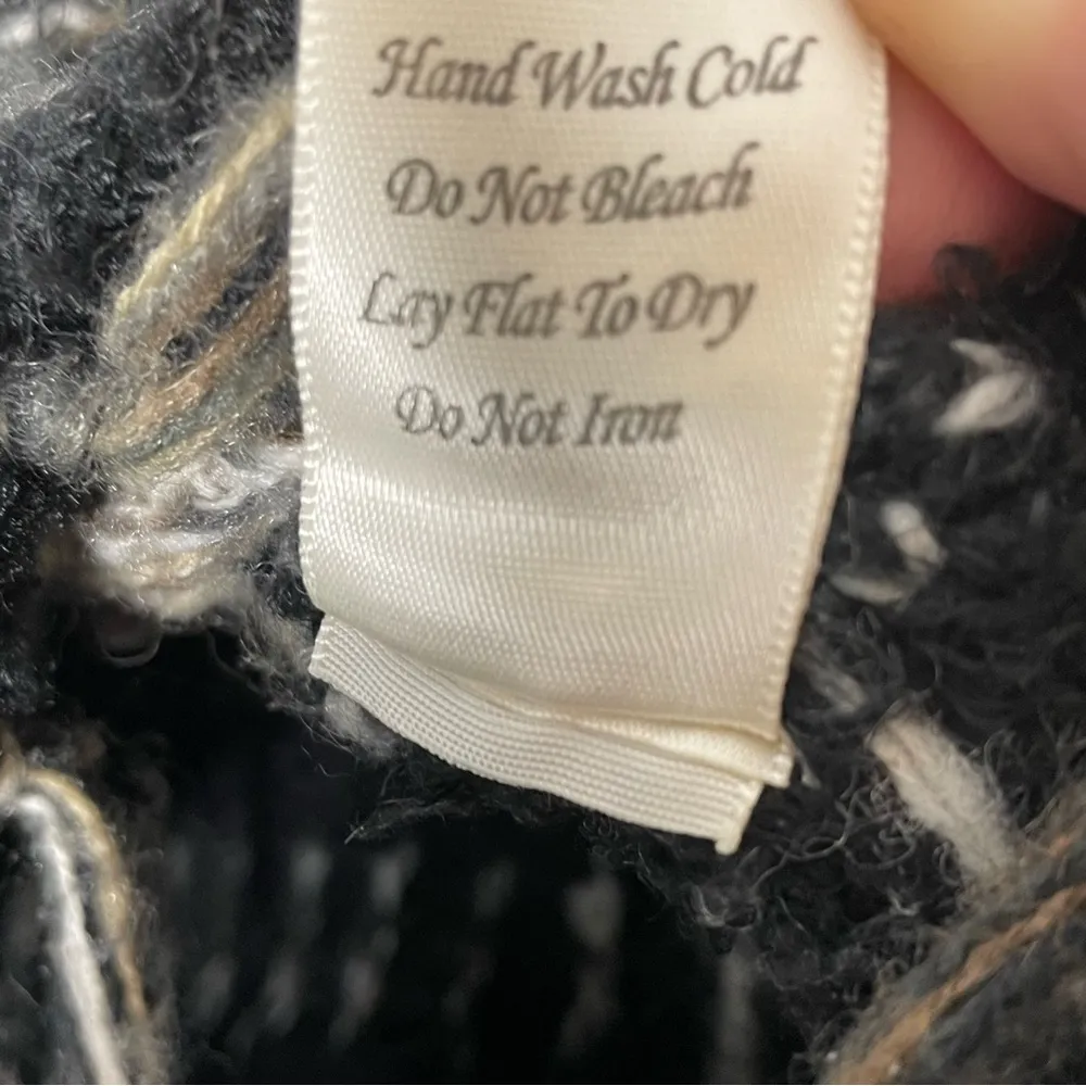 Altar’d State Boho Fringe Black Striped Sweater Size S - Image 6