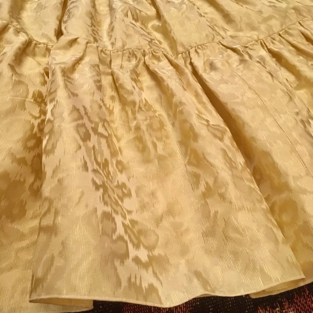 Vtg 90s Valentino tiered ruffle fairycore skirt silk leopard floral print yellow - Image 5