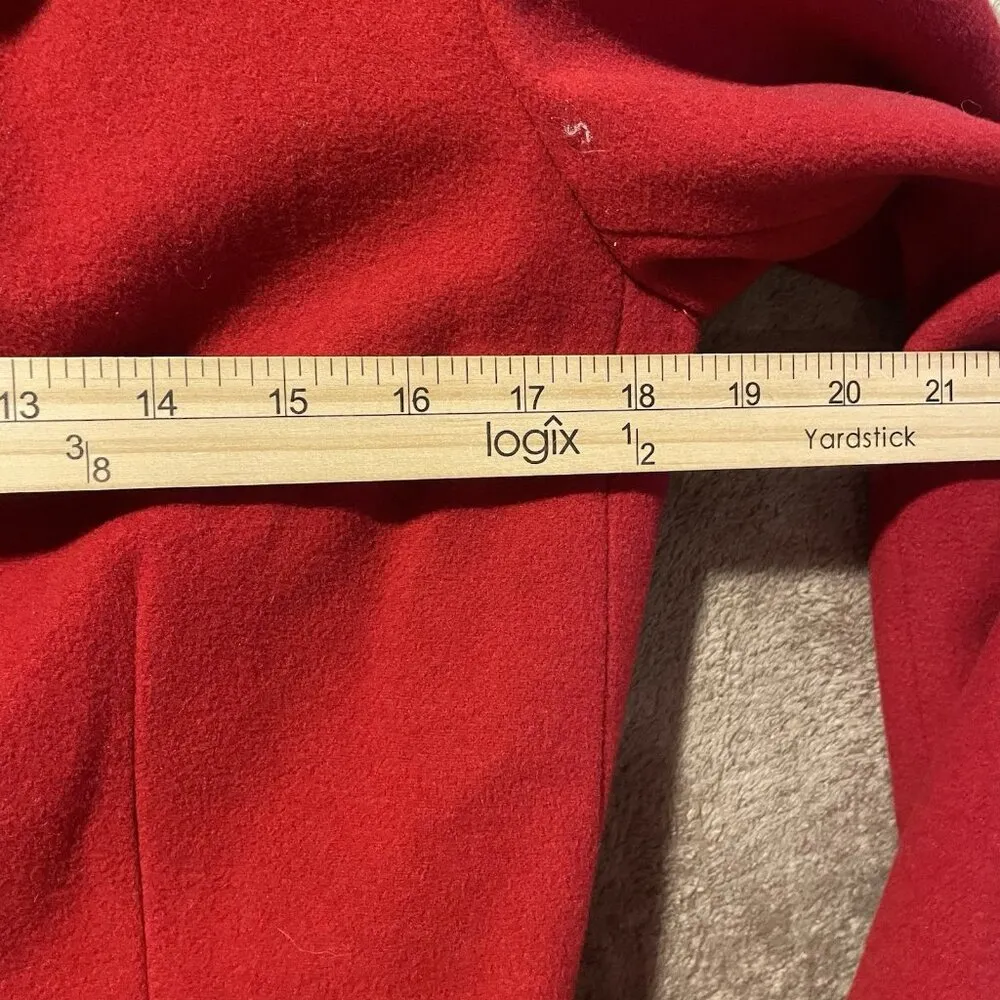 Vintage ANN TAYLOR Wool Blend Blazer Womens Sz 4 Red Four Button Jacket Pockets - Image 6
