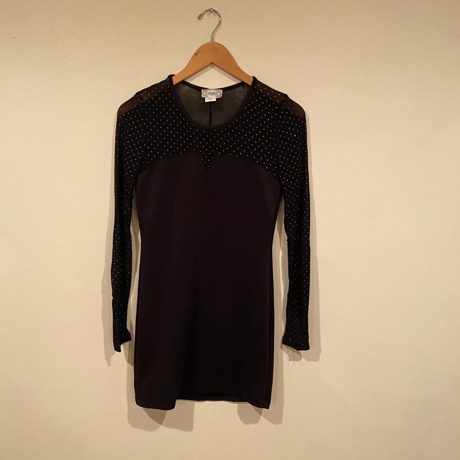 Y2K Carmin M Sparkle Mesh Sleeve Mini Dress Black Whimsigoth Wednesday Addams‎ Size M - Image 5