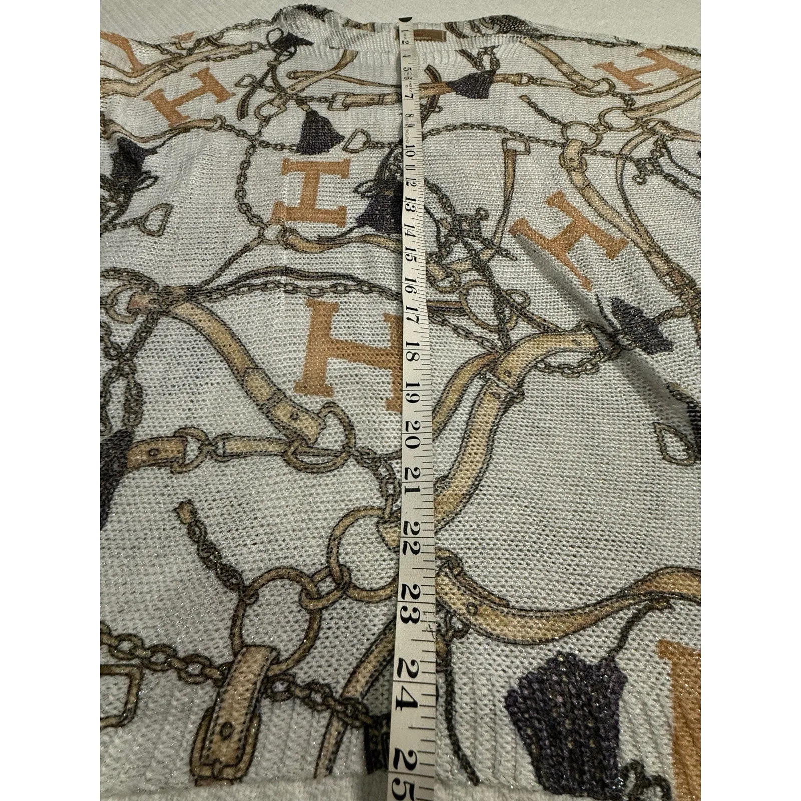 Free For Humanity Italian Equestrian Light Open Knit Sweater/Old Money, Horses L Brown Size L - Image 5