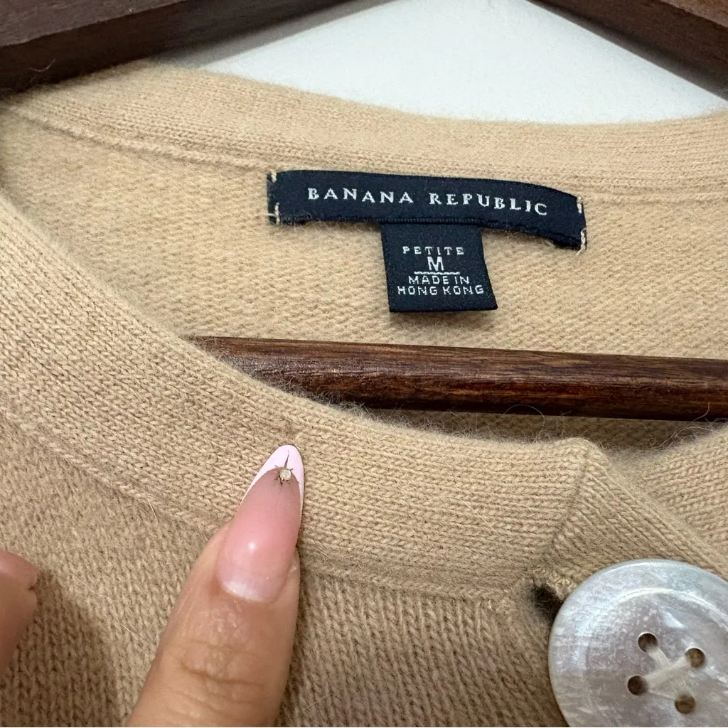 Banana Republic Angora Rabbit Hair Cardigan Camel Beige Size MP Petite - Image 4