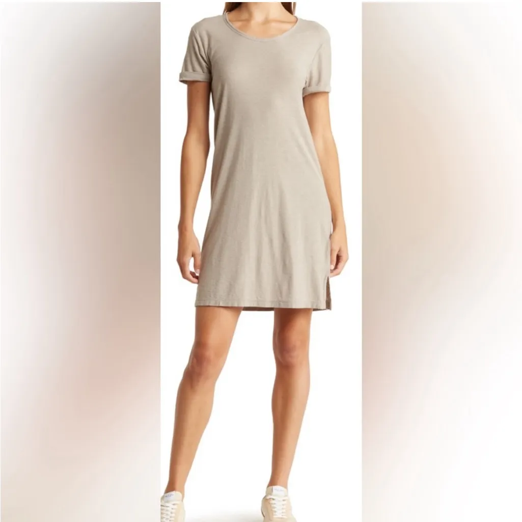 James Perse Standard Rolled Sleeve T-Shirt Dress‎ Taupe Size 2 (M) NWT - Image 2
