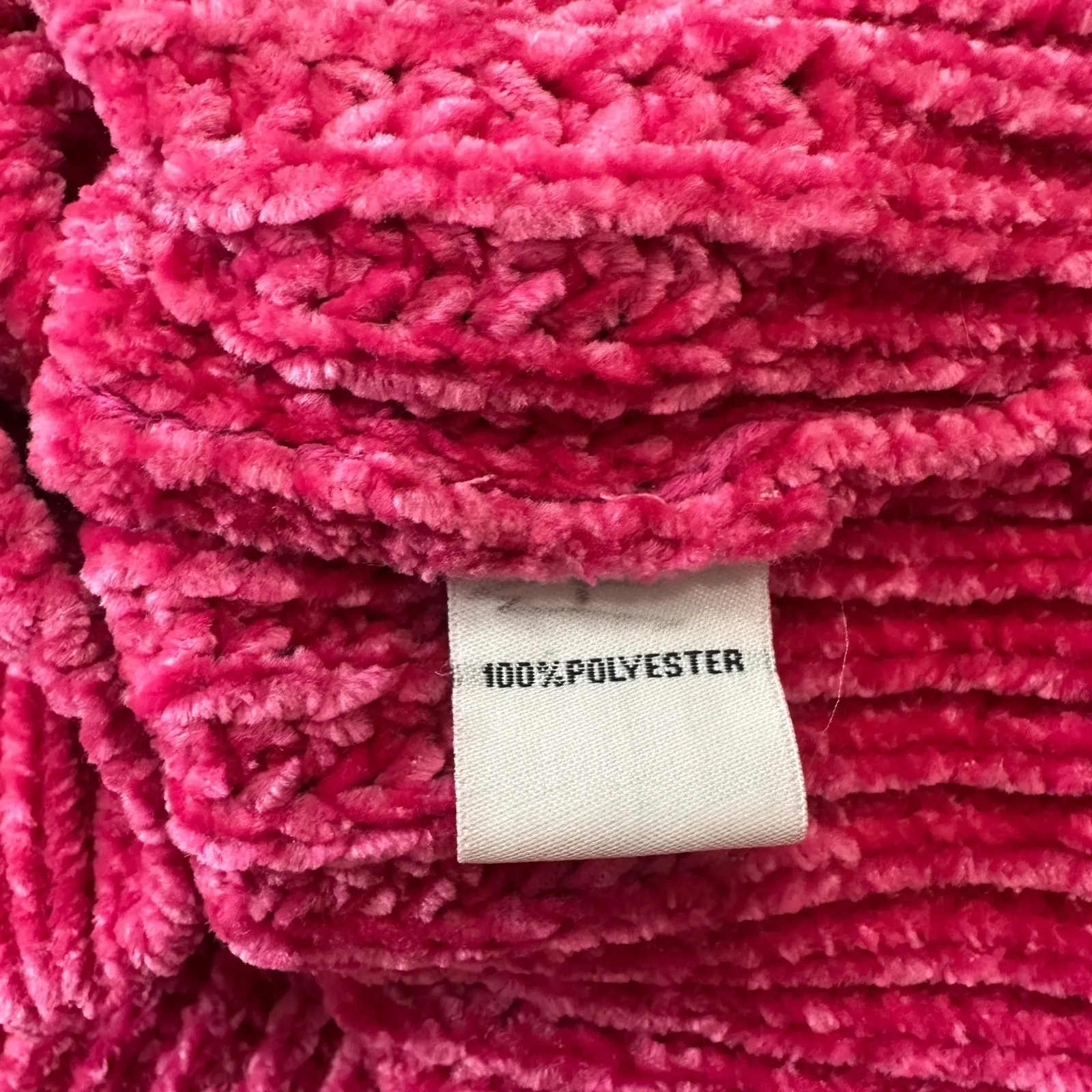 Cocovive Cable‎ Knit Cropped Sweater Pullover Chenille Pink Womens Large Casual - Image 8