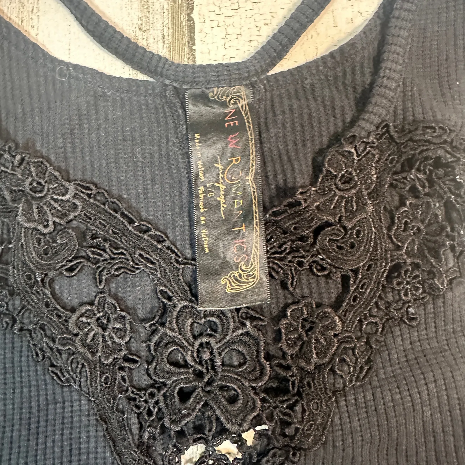 Free People Tank L | Lace Open Back Tank | New Romantics Whimsy Goth | MSRP $48 - Image 3