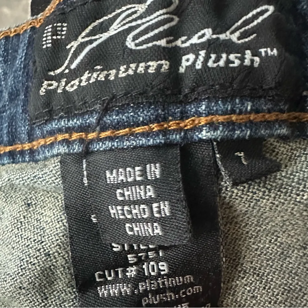 Platinum Plush Straight Leg Denim Studded Rhinestone Tuxedo Stripe Blue Jeans 7 Size undefined - Image 8