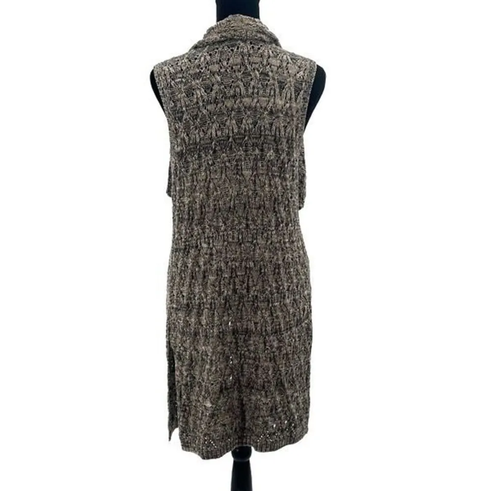 Artisan NY Womens Open Front Knit‎ Marled Long Cardigan Sweater Brown Large NWOT - Image 4