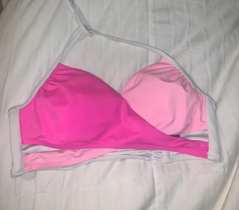 Pink Colorblock Crossover Bikini Set - Image 7