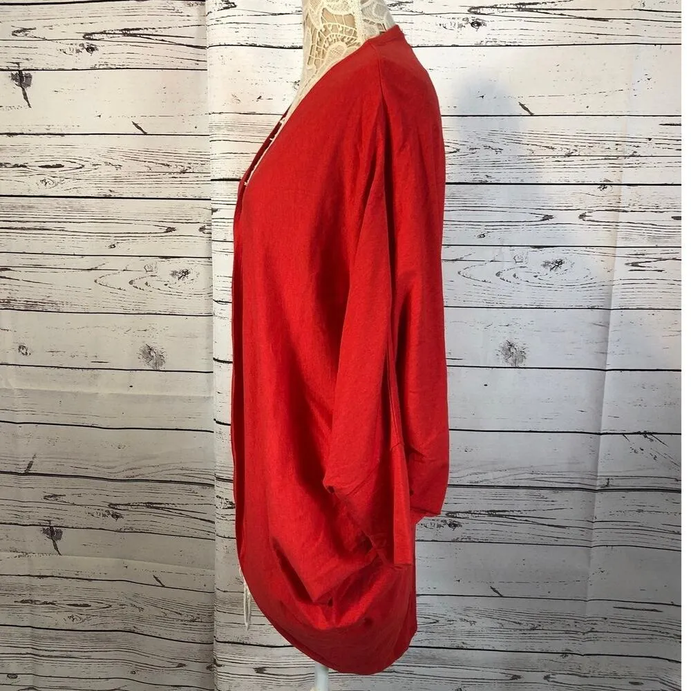 WONDERLUSH Layers by Lizden Knit Jersey Cocoon Cardigan red size medium to large - Image 8