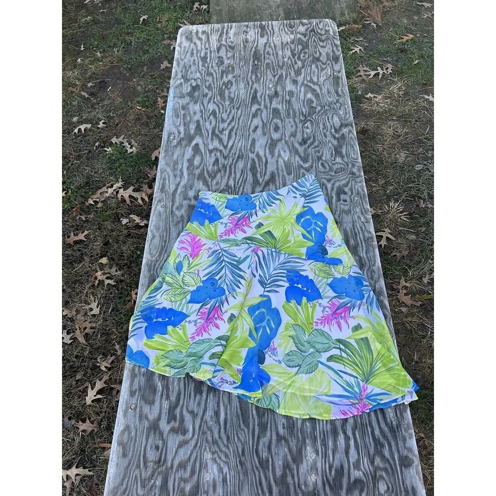 Nine‎ & Company Asymmetric Floral  lined Skirt SZ 14 Palm Leaf Spring Summer - Image 8