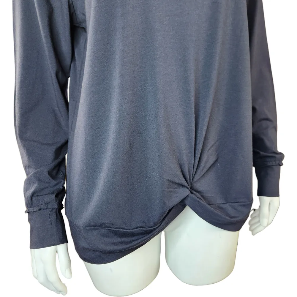 AnyBody Cozy Knit Luxe Twist Front Pullover Black Women's Small Hooded NWOT - Image 11