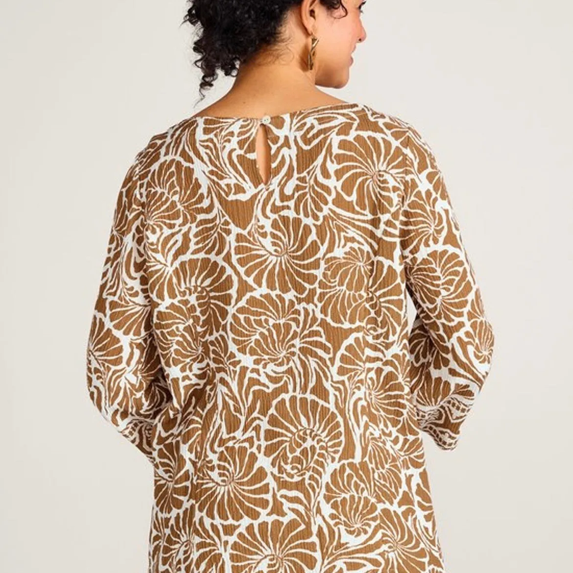 Soft Surroundings Oceo Gauze Nautical Shells Neutral Tunic Top Pants Set P XL - Image 6