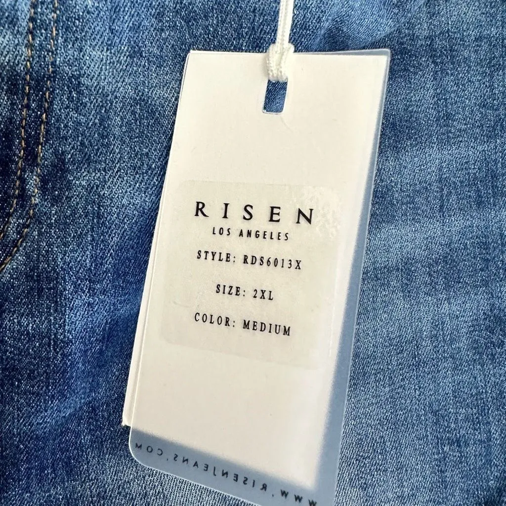 Risen Women’s 2XL Blue Denim High Waist Stretch Shorts Plus Size New NWT - Image 2