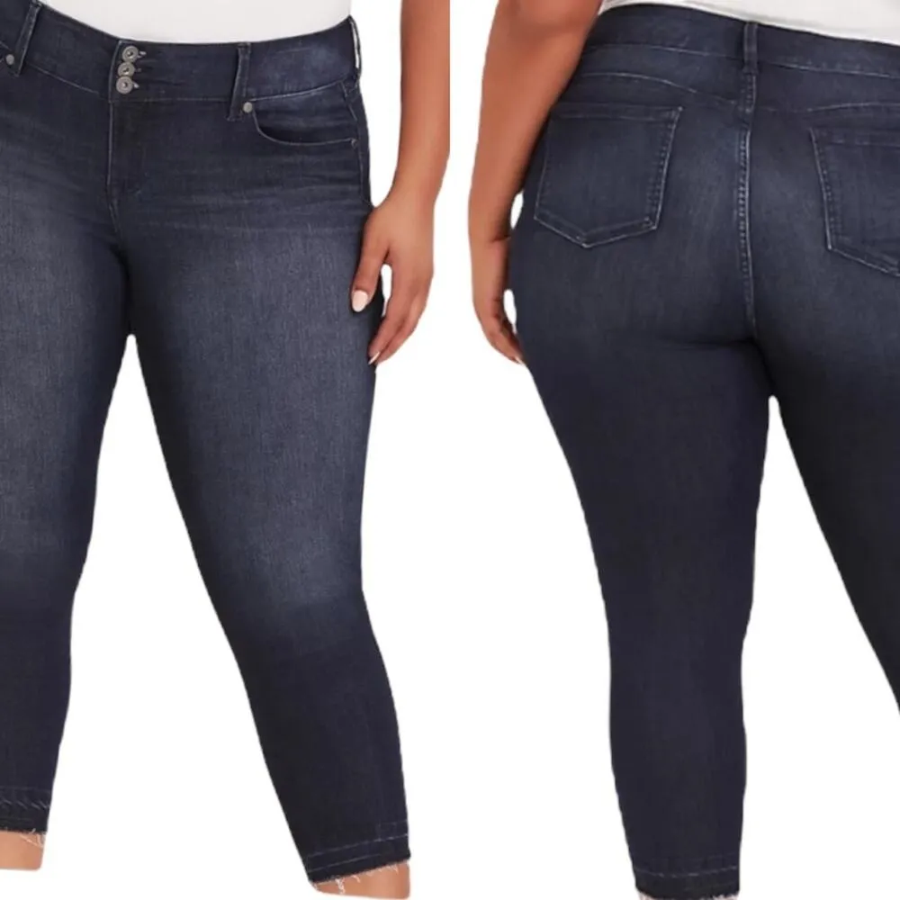Torrid Crop Raw Hem Dark Wash High Rise Jegging Jeans Plus Size 24XS - Image 9