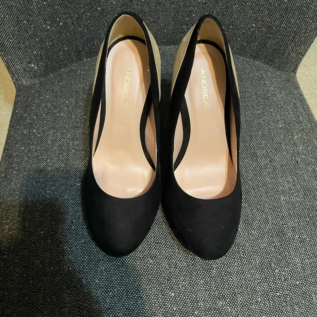 Elegant Black and Tan Platform Heels Andrea Size 7 - Image 3