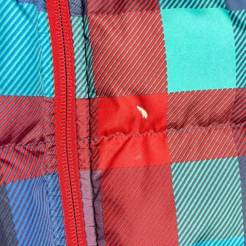 Plaid multicolors women's vest jacket coat red blue casual winter fall size XS - Image 13