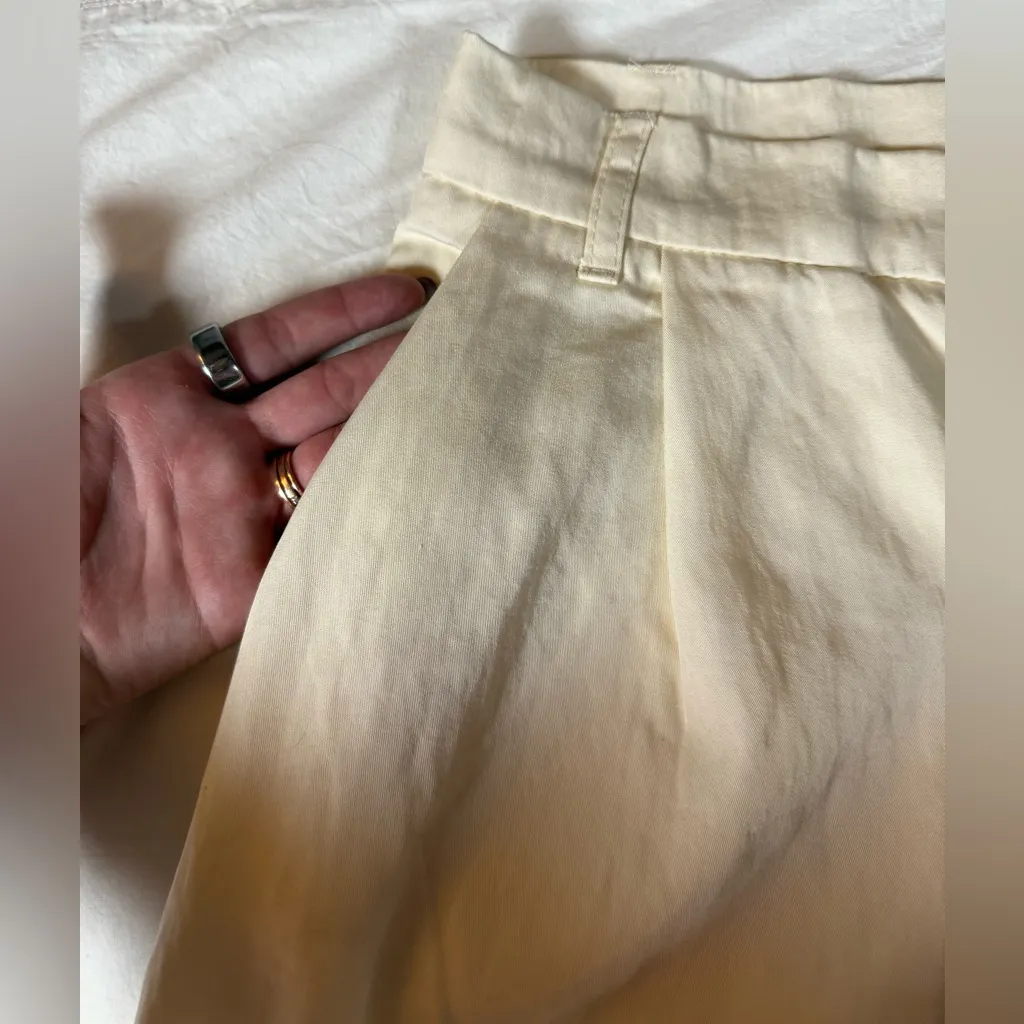 Zara High Waisted Wide Leg Cream Lyocell Trousers Pants XL - Image 8