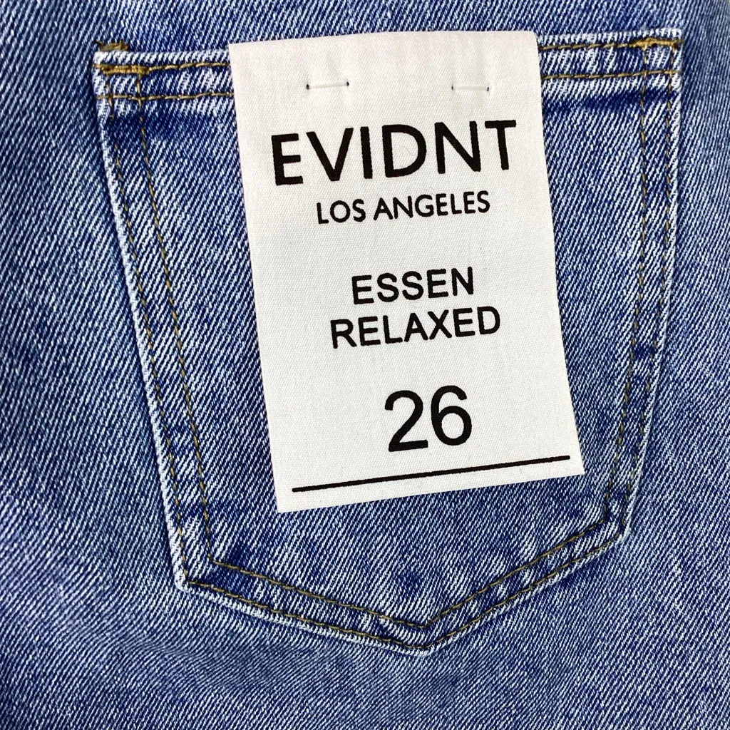 EVIDNT Los Angeles Size 26 Essen Relaxed V-Shaped Cut Raw Hem Blue Denim Jeans - Image 9