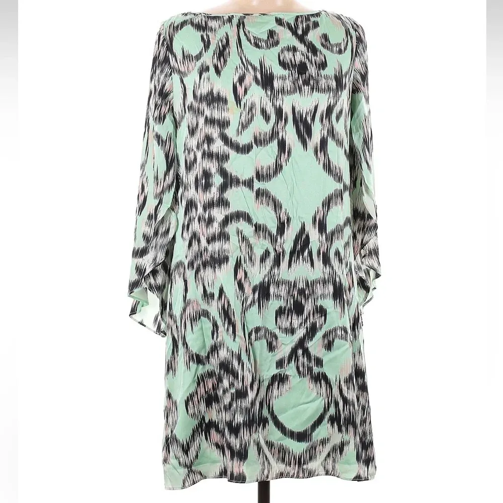An Original Milly of New York Mint Green Silk Flutter Sleeve Dress Size 12 Large Black - Image 2