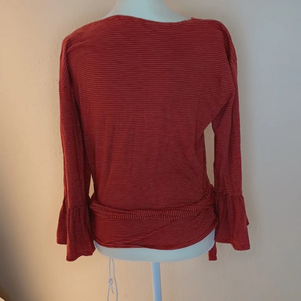 Marine Layer Ava Stripe Wrap Bell Sleeve Top Size Large - Image 3