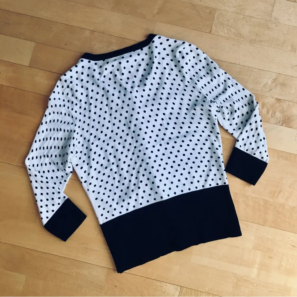 White House Black Market Polka Dot Snap Button Cardigan, Black, White, Size S - Image 14