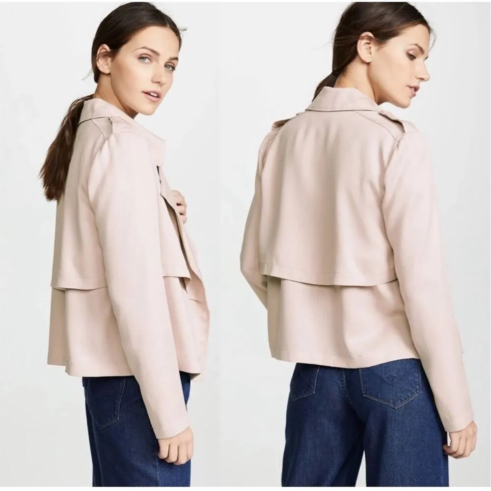 BB Dakota Womens Open Front Waterfall Draped‎ Long Sleeve Blazer Jacket Pink XS - Image 4