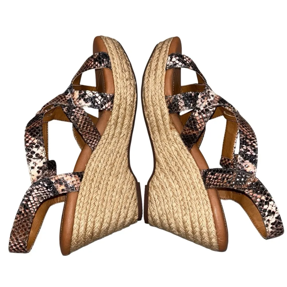 Sofft Snakeprint Espadrille Jute Wrapped Wedge Sandals Shoes size 6.5 Brown - Image 4