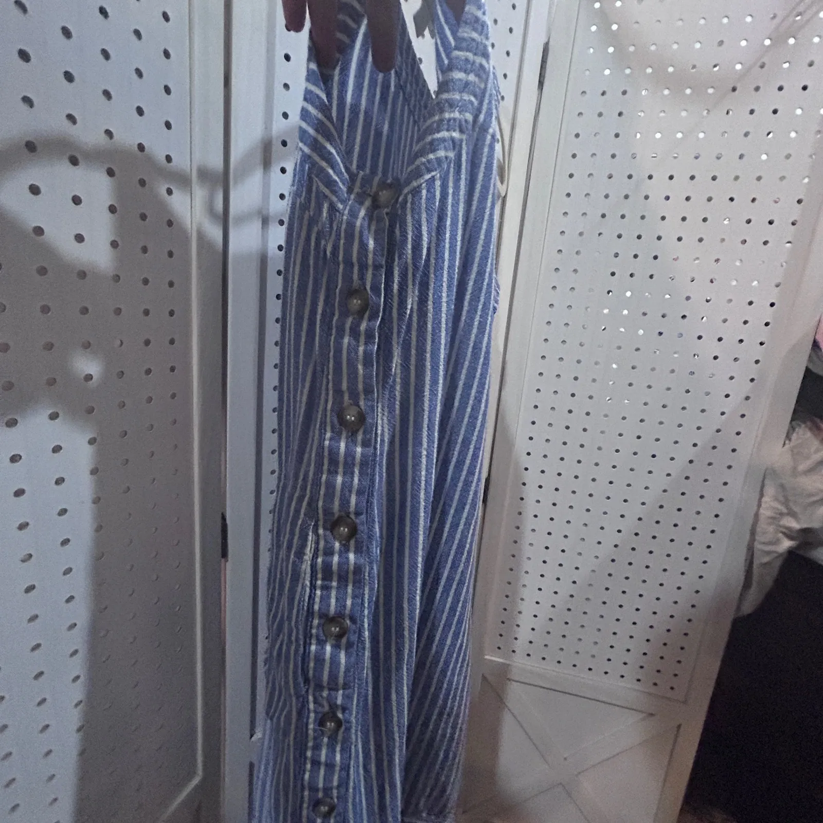 FORCYNTHIA Blue White Stripe Sleeveless Button Front Knee Length Dress Size M Size M - Image 7