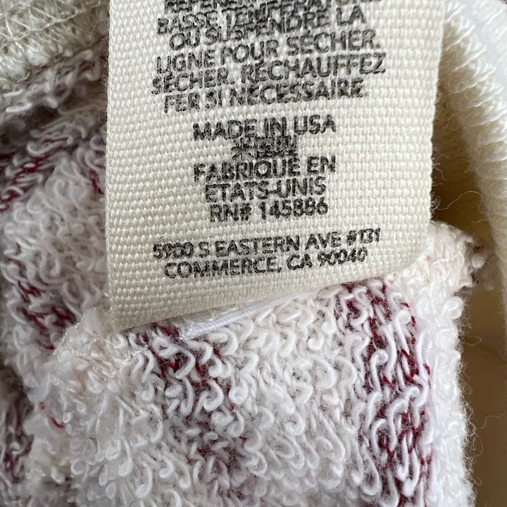 THE GREAT. Striped Pullover Hoodie French Terry Oversized Size 0 XS Missing Lace Red - Image 5