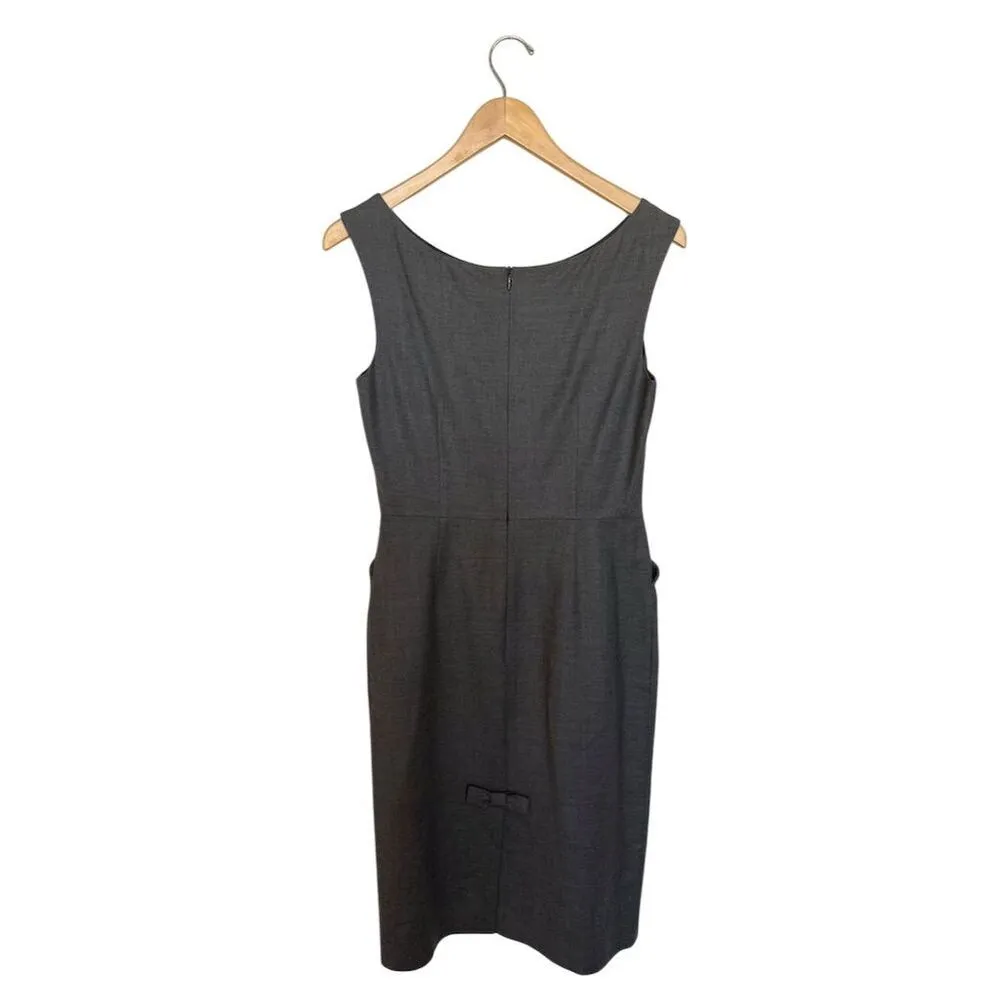 Agnes b. Women's Gray Wool Sheath Dress Size 8 (38) Knee Length Bow Detail - Image 3