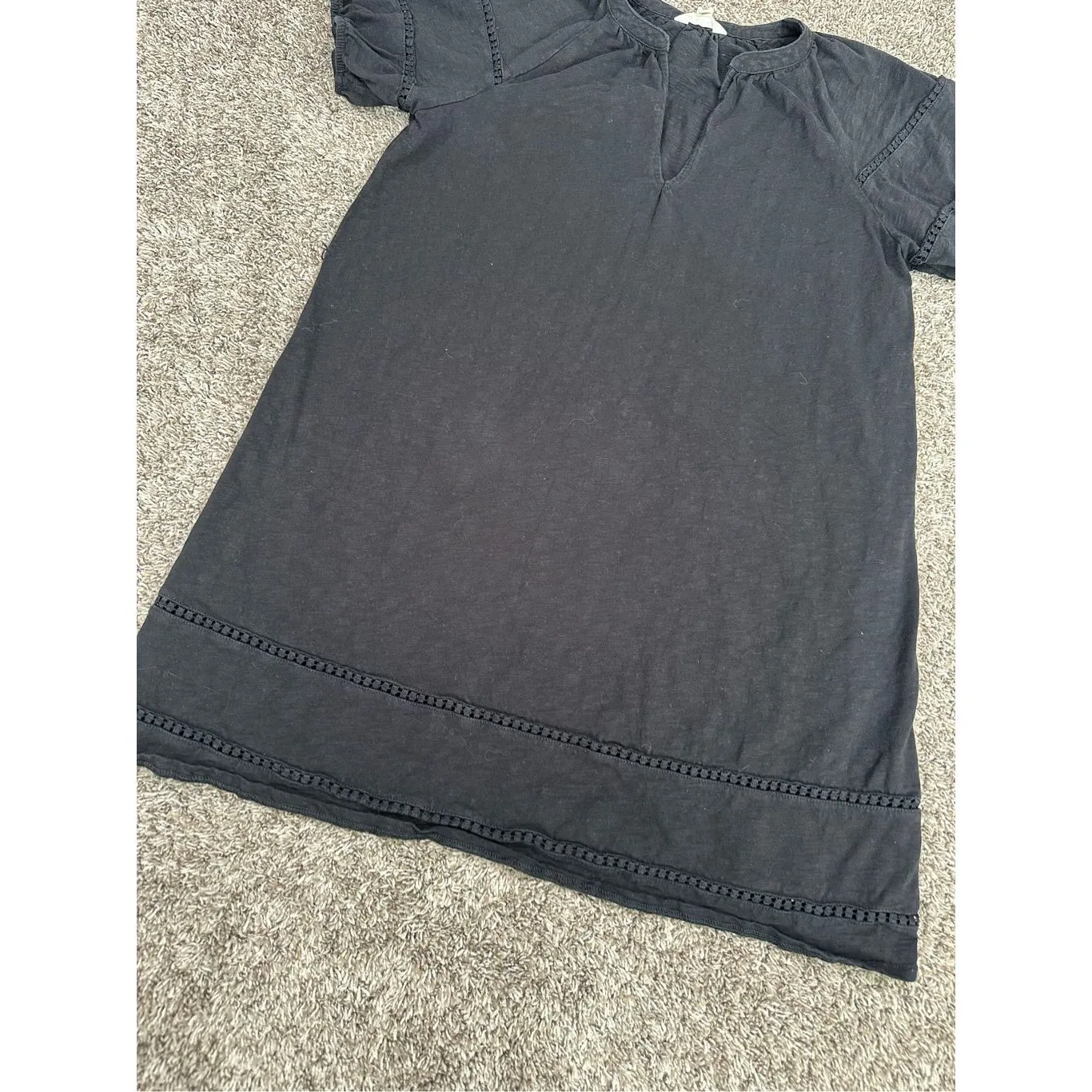 Boden Trim Detail Jersey Mini Dress Black Women’s 14R Short Sleeve Cotton Boho Size L - Image 9