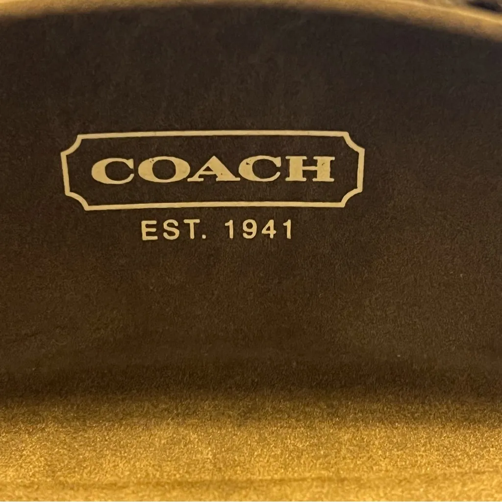 Coach sunglasses case, textured leather, classic monogram, brown - Image 4