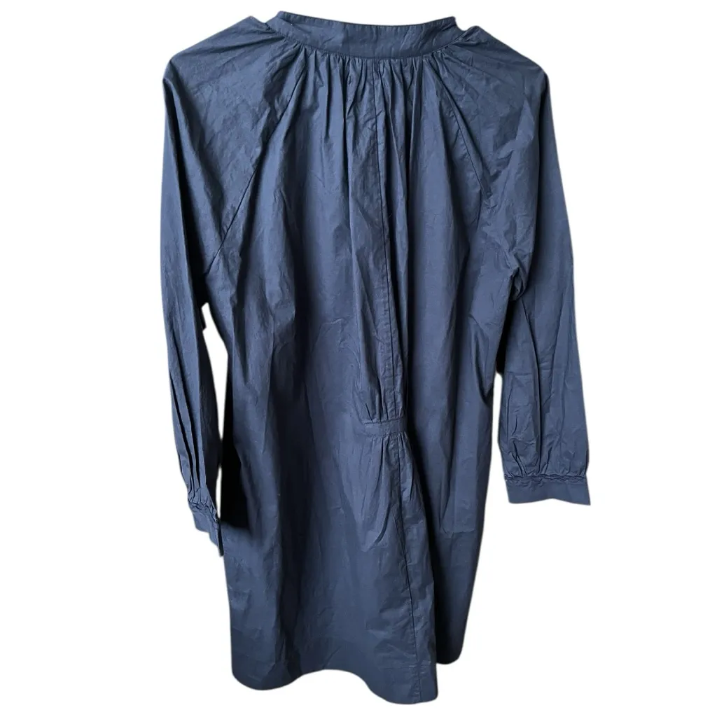 Trovata Birds of Paradis Angeline Poplin Button Down Long Sleeve Dress Medium Blue - Image 5