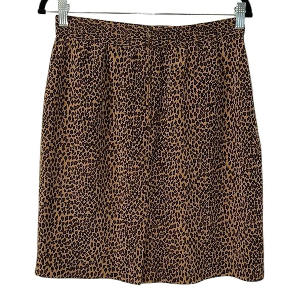 Allison Taylor Print Mini Leopard Print Silk Skirt(Size Large) - Image 4