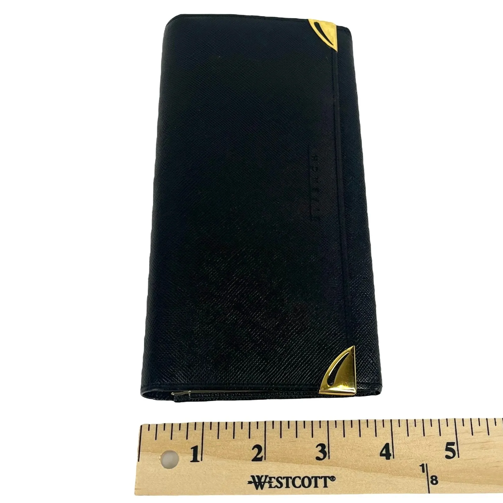 Givenchy Long Wallet Leather Bifold Clutch Mens Womens Black Gold Authentic Vtg - Image 10